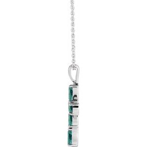 Platinum Lab-Grown Alexandrite Cross 16-18" Necklace
