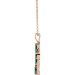 14K Rose Gold Lab-Grown Alexandrite Cross 16-18" Necklace
