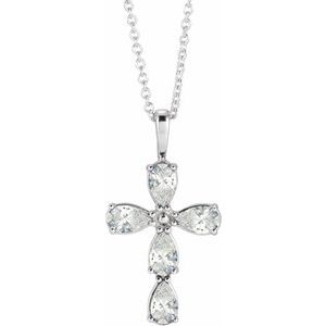 14K White Gold 1 CTW Natural Diamond Cross 16-18" Necklace