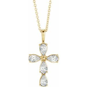 14K Yellow Gold 1 CTW Natural Diamond Cross 16-18" Necklace