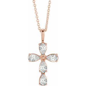 14K Rose Gold 1 CTW Natural Diamond Cross 16-18" Necklace