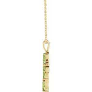 14K Yellow Gold Natural Peridot Cross 16-18" Necklace