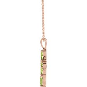 14K Rose Gold Natural Peridot Cross 16-18" Necklace
