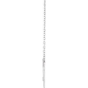 Platinum .015 CT Natural Diamond Heart & Cross 18" Necklace