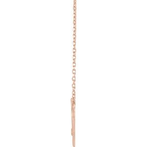 14K Rose Gold .015 CT Natural Diamond Heart & Cross 18" Necklace