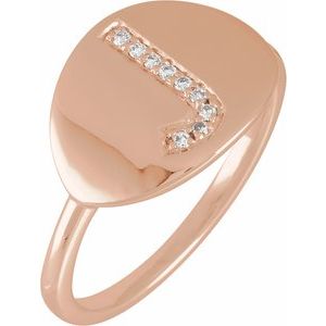 14K Rose Gold .05 CTW Natural Diamond Initial J Signet Ring