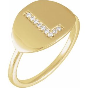 14K Yellow Gold .05 CTW Natural Diamond Initial L Signet Ring