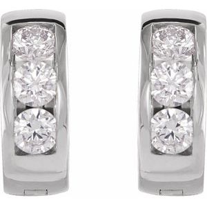 14K White Gold 1/5 CTW Natural Diamond 10 mm Hinged Hoop Earrings