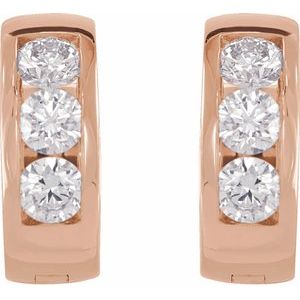 14K Rose Gold 1/5 CTW Natural Diamond 10 mm Hinged Hoop Earrings