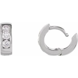 14K White Gold 1/5 CTW Natural Diamond 10 mm Hinged Hoop Earrings
