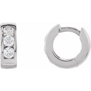 Platinum 1/3 CTW Natural Diamond 10 mm Hinged Hoop Earrings