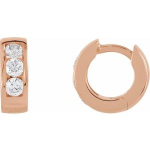 14K Rose Gold 1/3 CTW Lab-Grown Diamond 10 mm Hinged Hoop Earrings