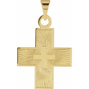 14K Yellow Gold 15.5x14 mm Greek Cross Pendant