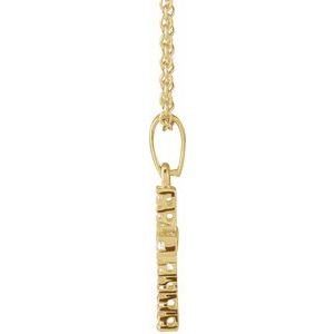 14K Yellow Gold Imitation White Cubic Zirconia Cross 15" Necklace