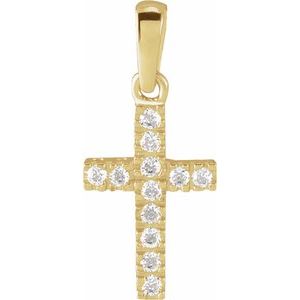14K Yellow Gold Imitation White Cubic Zirconia Cross Pendant