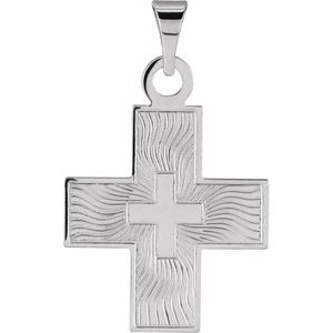 14K White Gold 15.5x14 mm Greek Cross Pendant