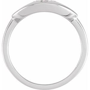 14K White Gold .06 CTW Natural Diamond Initial Y Signet Ring