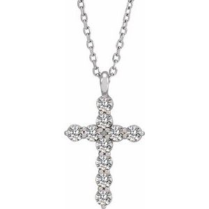 Platinum 1/3 CTW Natural Diamond Cross 16-18" Necklace