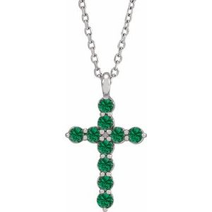 Platinum Lab-Grown Emerald 16-18" Necklace