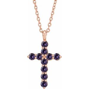 14K Rose Gold Lab-Grown Alexandrite 16-18" Necklace