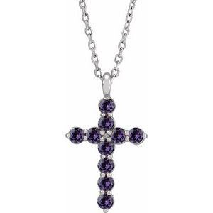 14K White Gold Lab-Grown Alexandrite 16-18" Necklace