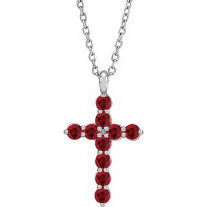 Platinum Lab-Grown Ruby 16-18" Necklace