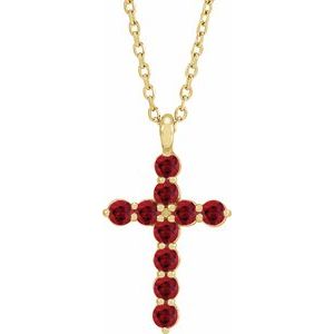 14K Yellow Gold Lab-Grown Ruby 16-18" Necklace