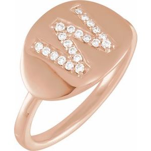 14K Rose Gold 1/6 CTW Natural Diamond Initial W Signet Ring