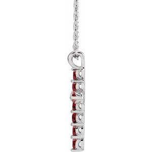 Sterling Silver Natural Mozambique Garnet Cross 16-18" Necklace