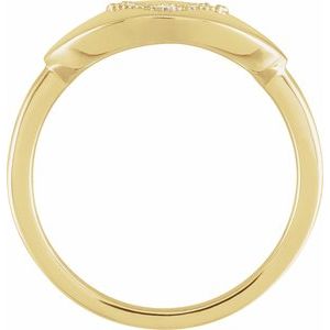 14K Yellow Gold .08 CTW Natural Diamond Initial V Signet Ring
