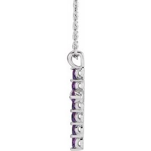 Sterling Silver Natural Amethyst Cross 16-18" Necklace
