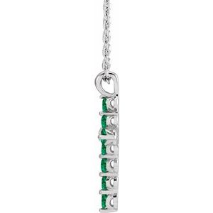 14K White Gold Lab-Grown Emerald 16-18" Necklace