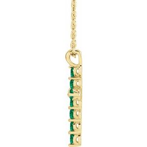 14K Yellow Gold Lab-Grown Emerald 16-18" Necklace