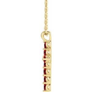 14K Yellow Gold Natural Ruby Cross 16-18" Necklace