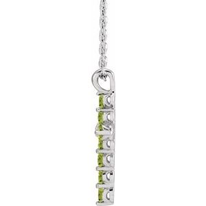 Sterling Silver Natural Peridot Cross 16-18" Necklace