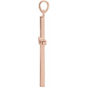 14K Rose Gold Natural Aquamarine Cross Pendant