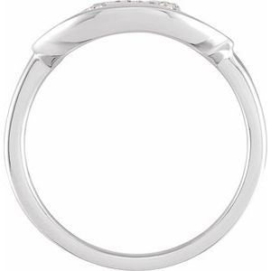 14K White Gold 1/10 CTW Natural Diamond Initial N Signet Ring