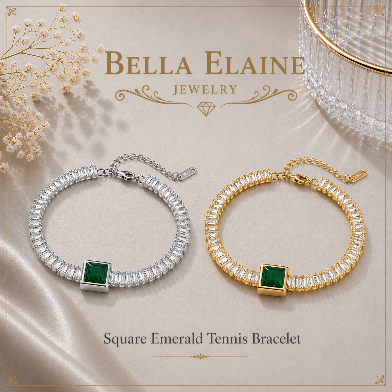 Square Emerald Tennis Bracelet