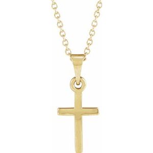 14K Yellow Gold Cross 18" Necklace