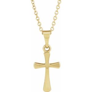 14K Yellow Gold Cross 18" Necklace