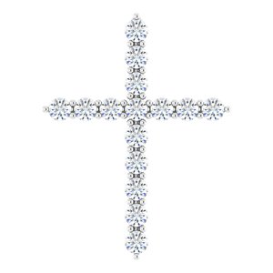 14K White Gold 1/2 CTW Natural Diamond Cross Pendant