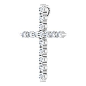 14K White Gold 1/2 CTW Natural Diamond Cross Pendant