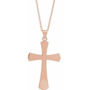 14K Rose Gold Cross 18" Necklace