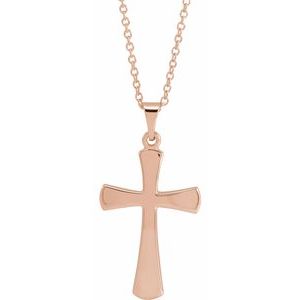14K Rose Gold Cross 18" Necklace
