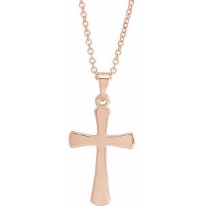 14K Rose Gold Cross 18" Necklace