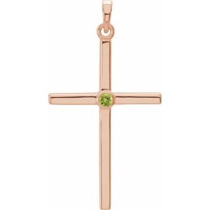 14K Rose Gold Natural Peridot Cross Pendant