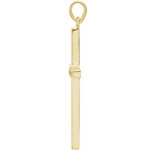 14K Yellow Gold Natural Pink Tourmaline Cross Pendant