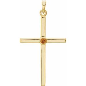 14K Yellow Gold Natural Citrine Cross Pendant