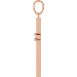 14K Rose Gold 1/10 CT Natural Diamond Cross Pendant