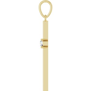14K Yellow Gold 1/10 CT Natural Diamond Cross Pendant